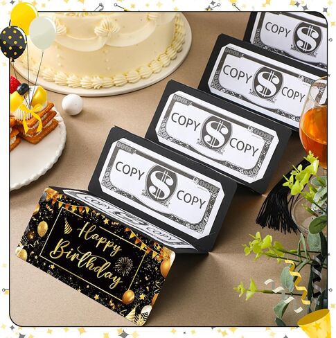 Birthday Money Holder for Cash Gift Birthday Money Holder Gift Card Holder Birthday Money Envelope Surprise Cash Envelope for Birthday Gifts, Black Gold Money Holder in Saudi Arabia