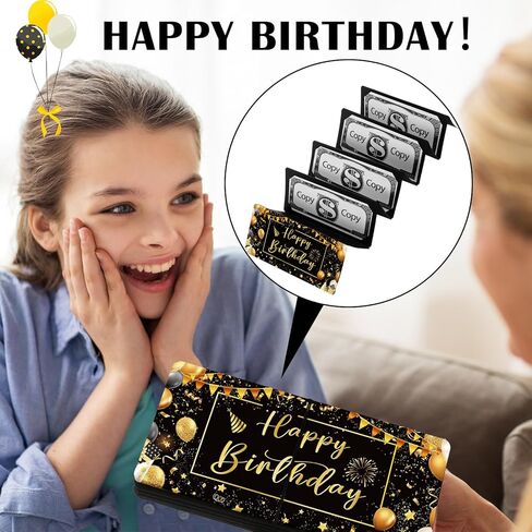 Birthday Money Holder for Cash Gift Birthday Money Holder Gift Card Holder Birthday Money Envelope Surprise Cash Envelope for Birthday Gifts, Black Gold Money Holder in Saudi Arabia