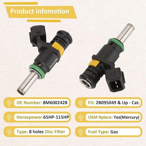 حاقن الوقود 8M6002428، متوافق مع/ميركوري خارجي 4 أشواط 65HP 75HP 80HP 90HP 100HP 115HP EFI JET | مجموعة من 4| in Kuwait