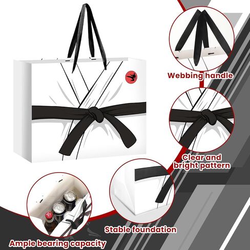 Neptniopllab Karate Uniform Gift Bags,White Kung Fu Wrapping Paper Birthday Gift Bag Taekwondo Party Decoration with Handles Card and Tissue Paper for Adults Taekwondo Kung Fu Theme Party Supplies in Saudi Arabia