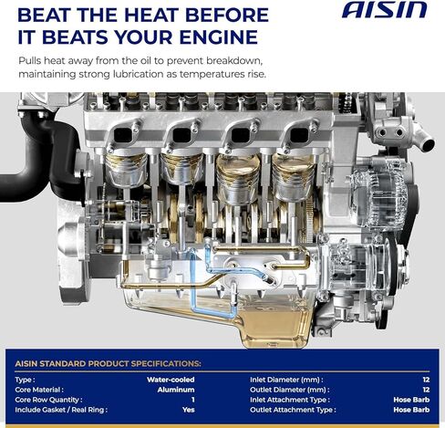 AISIN AFTERMARKET OICFD-00171 مبرد زيت المحرك - متوافق مع Ford F-150 2011-2020، Expedition 2015-2021، Lincoln Navigator 2015-2021، MKT 2013-2019 - V6 3.5L 3.7L in Kuwait