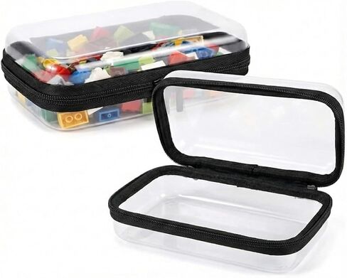 2PC Clear Hard Shell Zipper Case, Transparent Storage Box Set with Zipper, Waterproof Pouches for Diaper Bag Organizer, Travel Toiletry Makeup & Kids Toy Organization in Saudi Arabia