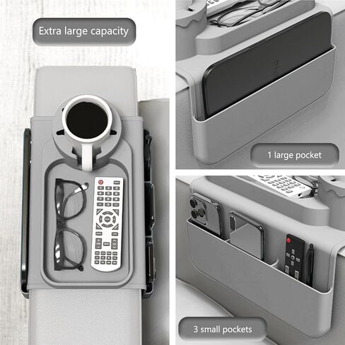 Couch Cup Holder,Couch Caddy Armrest,Couch Accessories,Armchair Caddy with Assesory Side Pockets for Storage Remotes, Cell-Phone,Tablet Or Snack, Anti-Spill and Anti-Slip Couch Drink Holder Caddy in Saudi Arabia