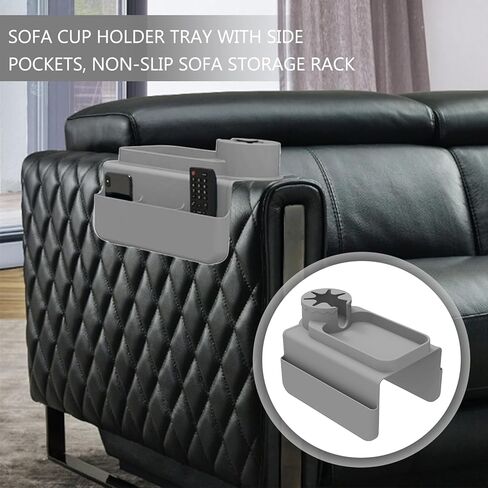 Couch Cup Holder,Couch Caddy Armrest,Couch Accessories,Armchair Caddy with Assesory Side Pockets for Storage Remotes, Cell-Phone,Tablet Or Snack, Anti-Spill and Anti-Slip Couch Drink Holder Caddy in Saudi Arabia