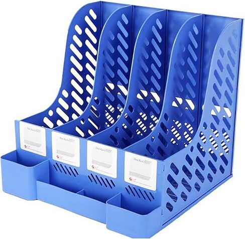 File Organizer With Pen Holder, Thickened Plastic 4 Grids Book and File Table Organizer for Home and Office (L) in Saudi Arabia