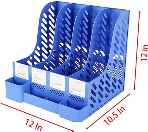 File Organizer With Pen Holder, Thickened Plastic 4 Grids Book and File Table Organizer for Home and Office (L) in Saudi Arabia