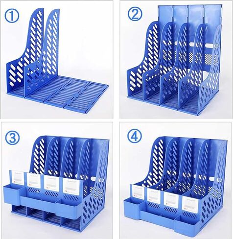 File Organizer With Pen Holder, Thickened Plastic 4 Grids Book and File Table Organizer for Home and Office (L) in Saudi Arabia