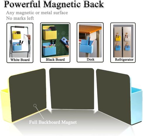 Magnetic Marker & Chalk Pen Holder Combo Set - Large & Small Organizers + Eraser for Whiteboard, Blackboard, Fridge, Metal Locker, Cabinet (White) in Saudi Arabia
