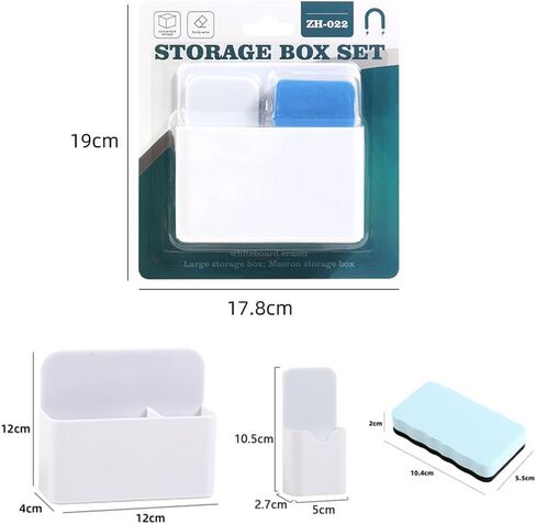Magnetic Marker & Chalk Pen Holder Combo Set - Large & Small Organizers + Eraser for Whiteboard, Blackboard, Fridge, Metal Locker, Cabinet (White) in Saudi Arabia