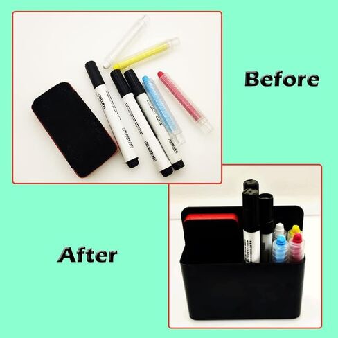 Magnetic Marker & Chalk Pen Holder Combo Set - Large & Small Organizers + Eraser for Whiteboard, Blackboard, Fridge, Metal Locker, Cabinet (White) in Saudi Arabia