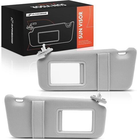 واقي الشمس من الجانب الأيمن للركاب من A-Premium متوافق مع Toyota Venza 2009 2010 2011 2012 2013 2014 2015 2016 - مع مرآة فانيتي، مع ضوء فانيتي، لون رمادي - يستبدل 743100T022B1 in Kuwait