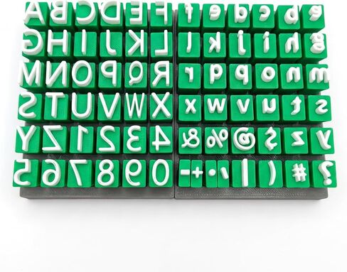 72-Piece Alphabet Letter and Number Stamps Set for Polymer Clay Pottery, One-Piece Sturdy Plastic Embosser Tools with Storage Box for Ceramics DIY Crafts, 0.39-Inch Traditional Font, Green/White in Saudi Arabia