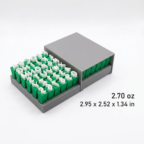 72-Piece Alphabet Letter and Number Stamps Set for Polymer Clay Pottery, One-Piece Sturdy Plastic Embosser Tools with Storage Box for Ceramics DIY Crafts, 0.39-Inch Traditional Font, Green/White in Saudi Arabia