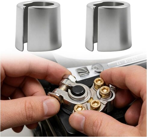 1 Pair of Car Battery Terminal Shims,Adjustable Battery Post Shims for Positive & Negative to Reduce Gaps and Wear,Universal Batteries Terminal Caps Car Accessories in Kuwait