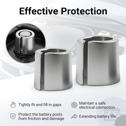 1 Pair of Car Battery Terminal Shims,Adjustable Battery Post Shims for Positive & Negative to Reduce Gaps and Wear,Universal Batteries Terminal Caps Car Accessories in Kuwait
