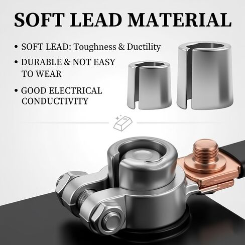 1 Pair of Car Battery Terminal Shims,Adjustable Battery Post Shims for Positive & Negative to Reduce Gaps and Wear,Universal Batteries Terminal Caps Car Accessories in Kuwait