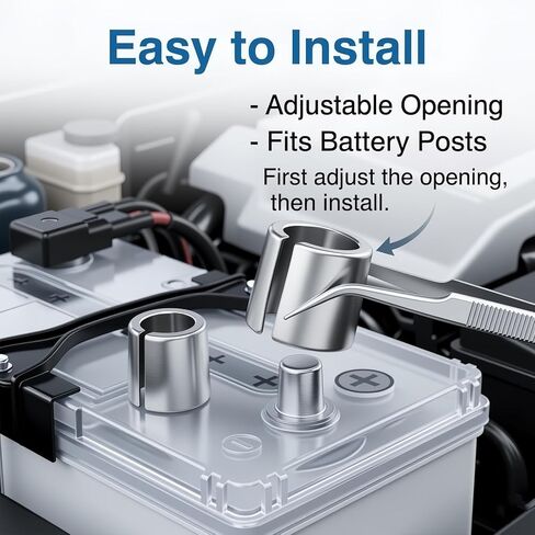 1 Pair of Car Battery Terminal Shims,Adjustable Battery Post Shims for Positive & Negative to Reduce Gaps and Wear,Universal Batteries Terminal Caps Car Accessories in Kuwait