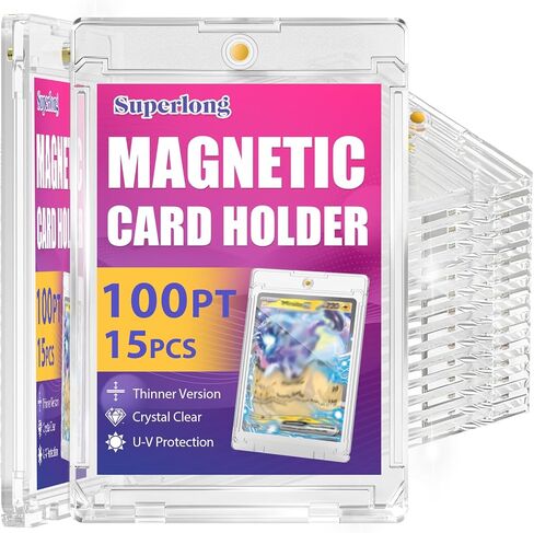 100PT Magnetic Card Holder, 15ct Upgraded One Touch Holders with U-V Protection, Hard Plastic Display Case with 2 Magnets Fit for Thick Sport Game Trading Baseball Cards Collect Storage in Saudi Arabia