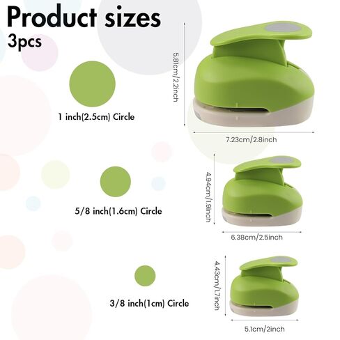 3/8inch, 5/8inch, 1inch Circle Hole Punch Set, 3 Different Size Circle Shaped Hole Punch for Scrapbooking, Card Making, DIY Photo Albums, Gift Tags, Homemade Confetti in Saudi Arabia