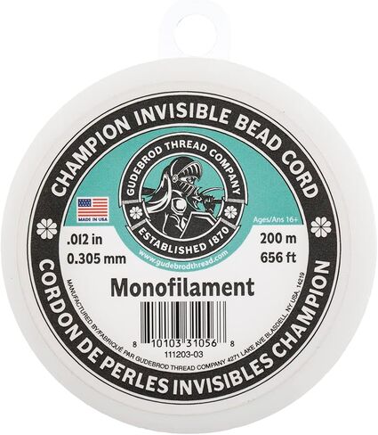 200m Clear Champion Invisible Nylon Monofilament Bead Cord for Crafts, 0.305mm in Diameter, Made in USA, Nylon String for Making Beaded Jewelry Bracelet Necklace Keychain Hanging Decorations in Saudi Arabia