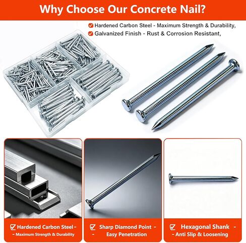 18pcs 2-1/3 inch Wall Nails,Galvanized Hardware Nails,Good Hardness Masonry Nails for Hanging Pictures,White Zinc Plated Concrete Nails in Saudi Arabia