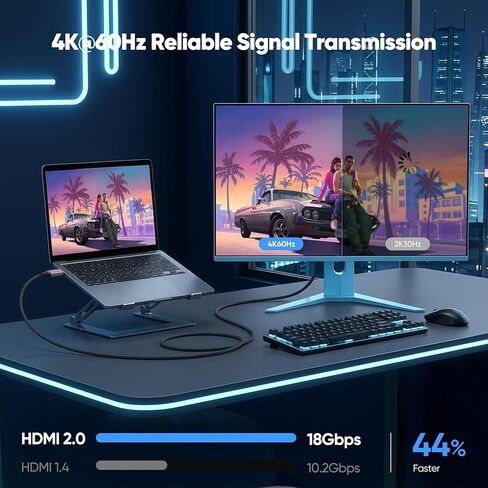 USB C to HDMI Cable for Home Office 6FT（4K@60Hz） High-Speed HDMI 2.0 Braided Cord, Thunderbolt 3/4 Compatible for MacBook, iPhone 15/16 Pro/Max,iPad Pro,iMac,Galaxy S8-S25 in Saudi Arabia