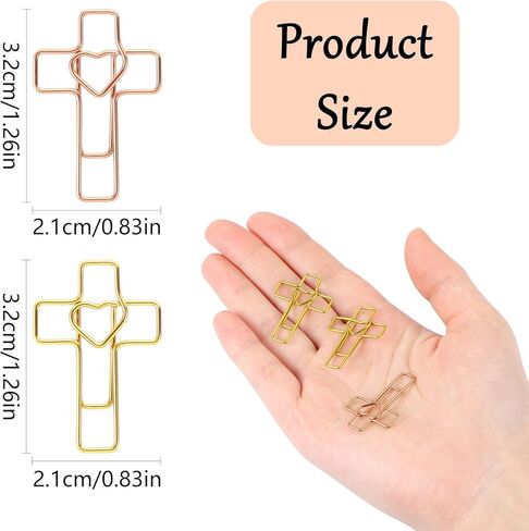Heart Cross Paper Clips, Gold & Rose Gold, Bible and Journal Clips, Bible Study Supplies for Christian Office Home Bookmark Note journaling Supplies Accessories, Pack of 50 in Saudi Arabia