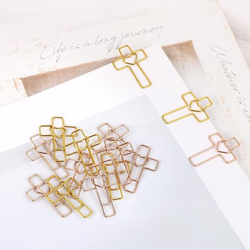 Heart Cross Paper Clips, Gold & Rose Gold, Bible and Journal Clips, Bible Study Supplies for Christian Office Home Bookmark Note journaling Supplies Accessories, Pack of 50 in Saudi Arabia