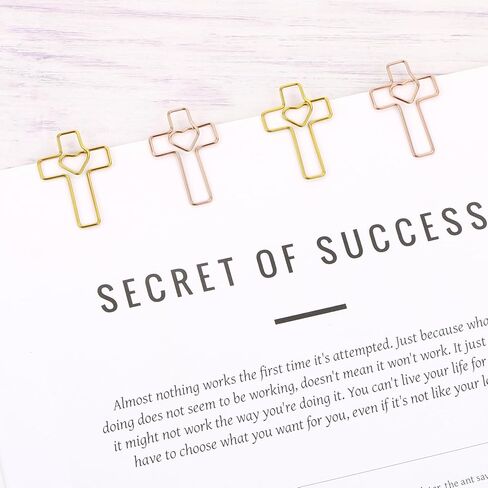 Heart Cross Paper Clips, Gold & Rose Gold, Bible and Journal Clips, Bible Study Supplies for Christian Office Home Bookmark Note journaling Supplies Accessories, Pack of 50 in Saudi Arabia
