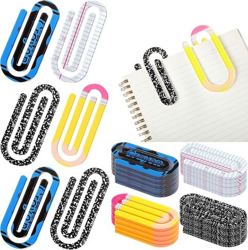 AmazingSpark 24 Pcs Back to School Teacher Gifts Jumbo Acrylic Paper Clips with Cards Sunday Appreciation Day Operation Paperclip Bookmark Classroom Supplies (Mixed Style) in Kuwait