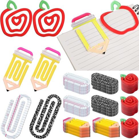 AmazingSpark 24 Pcs Back to School Teacher Gifts Jumbo Acrylic Paper Clips with Cards Sunday Appreciation Day Operation Paperclip Bookmark Classroom Supplies (Mixed Style) in Kuwait