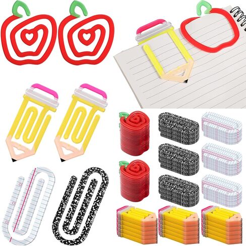 AmazingSpark 24 Pcs Back to School Teacher Gifts Jumbo Acrylic Paper Clips with Cards Sunday Appreciation Day Operation Paperclip Bookmark Classroom Supplies (Mixed Style) in Kuwait