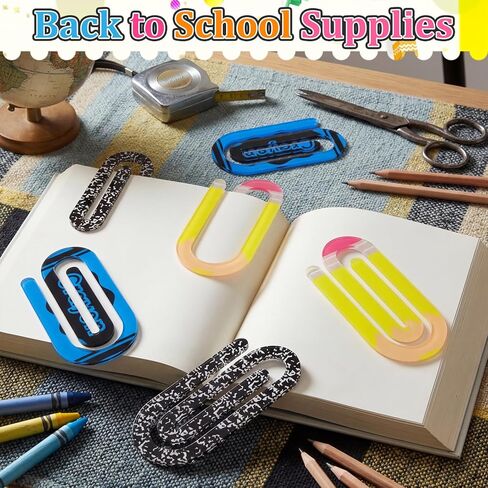 AmazingSpark 24 Pcs Back to School Teacher Gifts Jumbo Acrylic Paper Clips with Cards Sunday Appreciation Day Operation Paperclip Bookmark Classroom Supplies (Mixed Style) in Kuwait