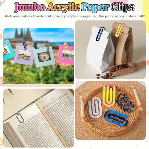 AmazingSpark 24 Pcs Back to School Teacher Gifts Jumbo Acrylic Paper Clips with Cards Sunday Appreciation Day Operation Paperclip Bookmark Classroom Supplies (Mixed Style) in Kuwait