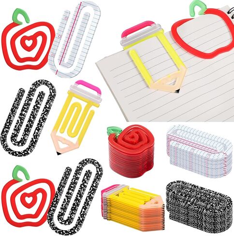 AmazingSpark 24 Pcs Back to School Teacher Gifts Jumbo Acrylic Paper Clips with Cards Sunday Appreciation Day Operation Paperclip Bookmark Classroom Supplies (Mixed Style) in Kuwait