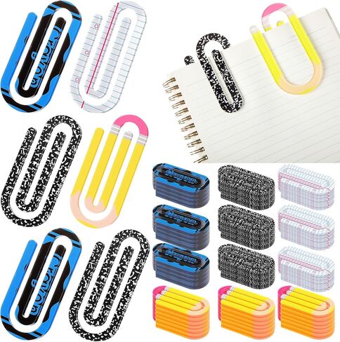 AmazingSpark 24 Pcs Back to School Teacher Gifts Jumbo Acrylic Paper Clips with Cards Sunday Appreciation Day Operation Paperclip Bookmark Classroom Supplies (Mixed Style) in Kuwait
