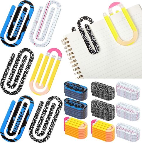 AmazingSpark 24 Pcs Back to School Teacher Gifts Jumbo Acrylic Paper Clips with Cards Sunday Appreciation Day Operation Paperclip Bookmark Classroom Supplies (Mixed Style) in Kuwait