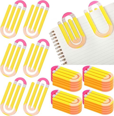 AmazingSpark 24 Pcs Back to School Teacher Gifts Jumbo Acrylic Paper Clips with Cards Sunday Appreciation Day Operation Paperclip Bookmark Classroom Supplies (Mixed Style) in Kuwait
