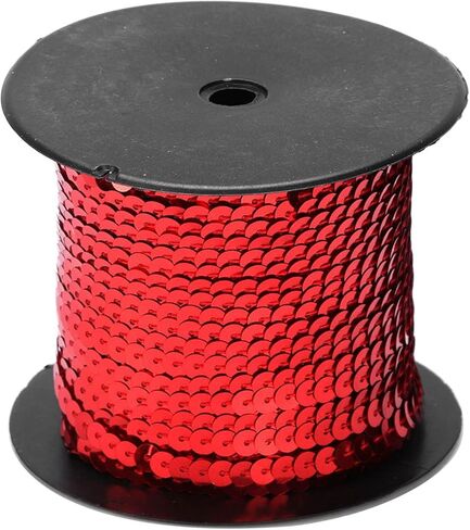 زخرفة ترتر 100 ياردة، بكرة ترتر 6 مم مع بكرة، سلسلة ترتر بلاستيكية، شريط مطرز بالترتر PVC الأحمر للخياطة، الأزياء، الحرف اليدوية، إنتاج المسرح in Kuwait