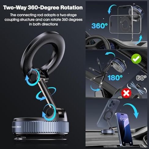حامل هاتف مغناطيسي مفرغ لـ Magsafe قابل للطي 360 درجة للهاتف الخلوي في السيارة قابل للتعديل حامل هاتف السيارة المغناطيسي قابل للتعديل، هدايا السفر، حامل هاتف السيارة للهواتف الذكية/صالة الألعاب الرياضية/المرآة in Kuwait