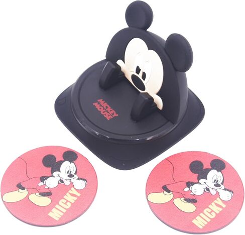 Mickey Set - Red Coasters + Black Rotatable Cell Phone Holder Mount for Car Dashboard Universal Fit GPS Navigation Devices Smartphone Pad Mat in Saudi Arabia