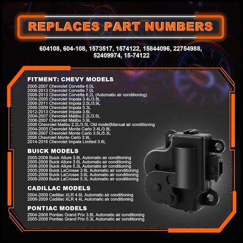 604108,52409974,1573517 HVAC Heater Air Door Actuator Fit for Chevy Corvette 2005-2007,for Buick Allure 2005-2009,for Cadillac XLR 2004-2009,Replaces#604-108,1574122,15844096 in Saudi Arabia