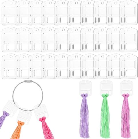 30Pcs Acrylic Embroidery Floss Drops Clear Floss Drops Cross Stitch Thread Organizer Slim Floss Bobbins for DIY Craft Sewing Needlepoint Thread Storage (1.9×1.56") in Kuwait