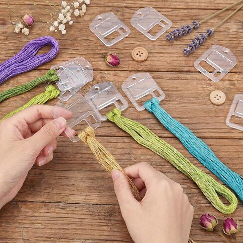 30Pcs Acrylic Embroidery Floss Drops Clear Floss Drops Cross Stitch Thread Organizer Slim Floss Bobbins for DIY Craft Sewing Needlepoint Thread Storage (1.9×1.56") in Kuwait