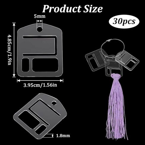 30Pcs Acrylic Embroidery Floss Drops Clear Floss Drops Cross Stitch Thread Organizer Slim Floss Bobbins for DIY Craft Sewing Needlepoint Thread Storage (1.9×1.56") in Kuwait
