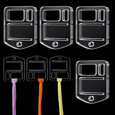 25Pcs Acrylic Bobbins with 5Pcs Stainless Steel Key Ring, Clear Acrylic Embroidery Floss Drop Thread Organizers Cross Stitch Tread Rectangle Bobbins for Sewing Storage DIY Crafts(with Protective Film) in Kuwait
