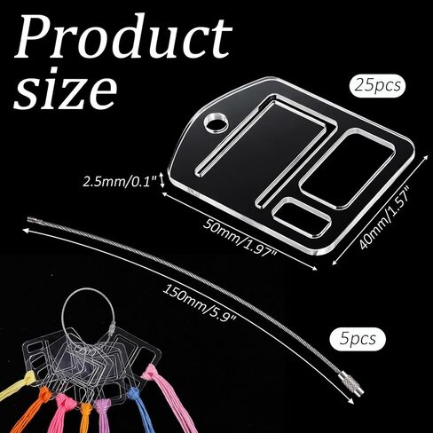 25Pcs Acrylic Bobbins with 5Pcs Stainless Steel Key Ring, Clear Acrylic Embroidery Floss Drop Thread Organizers Cross Stitch Tread Rectangle Bobbins for Sewing Storage DIY Crafts(with Protective Film) in Kuwait