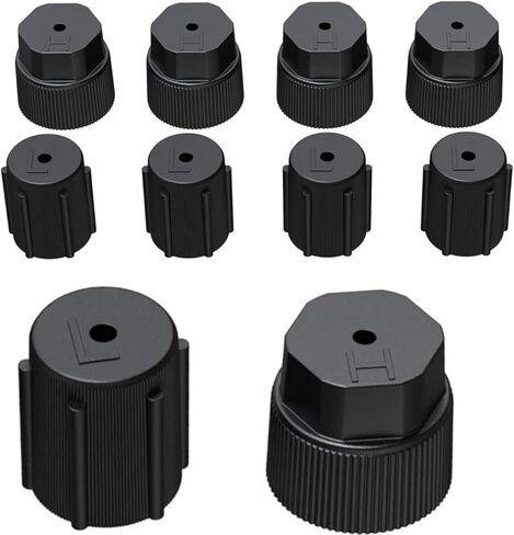 10pcs 13mm and16mm R134a AC Valve Caps Kit for AC Air Conditioning System of Common Cars, Low Side and High Side Port Cap in Kuwait