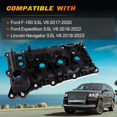 غطاء صمام المحرك الأيسر مع حشية متوافق مع 2017-2023 Ford F150 Expedition Lincoln Navigator 3.5L V6 استبدال HL3Z-6582-G HL3Z-6582-B HL3Z-6582-D HL3Z-6582-E HL3Z6582G in Kuwait