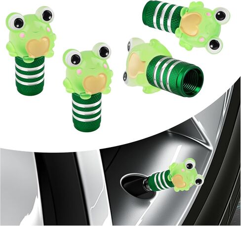 4PCS Frog Tire Valve Stem Caps for Cars,2026 New Cute Car Tire Caps with O-Ring Seal for Cars Decorations,Universal Tires Air Cap Frog Car Accessories Fits Most Bikes/Motorcycle in Saudi Arabia